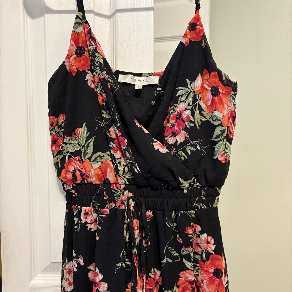 Floral Black and Red Dress